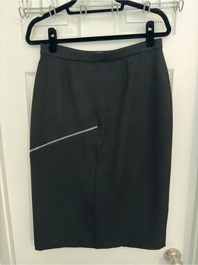 Alexander McQueen Black Pencil Skirt with Silver Trim